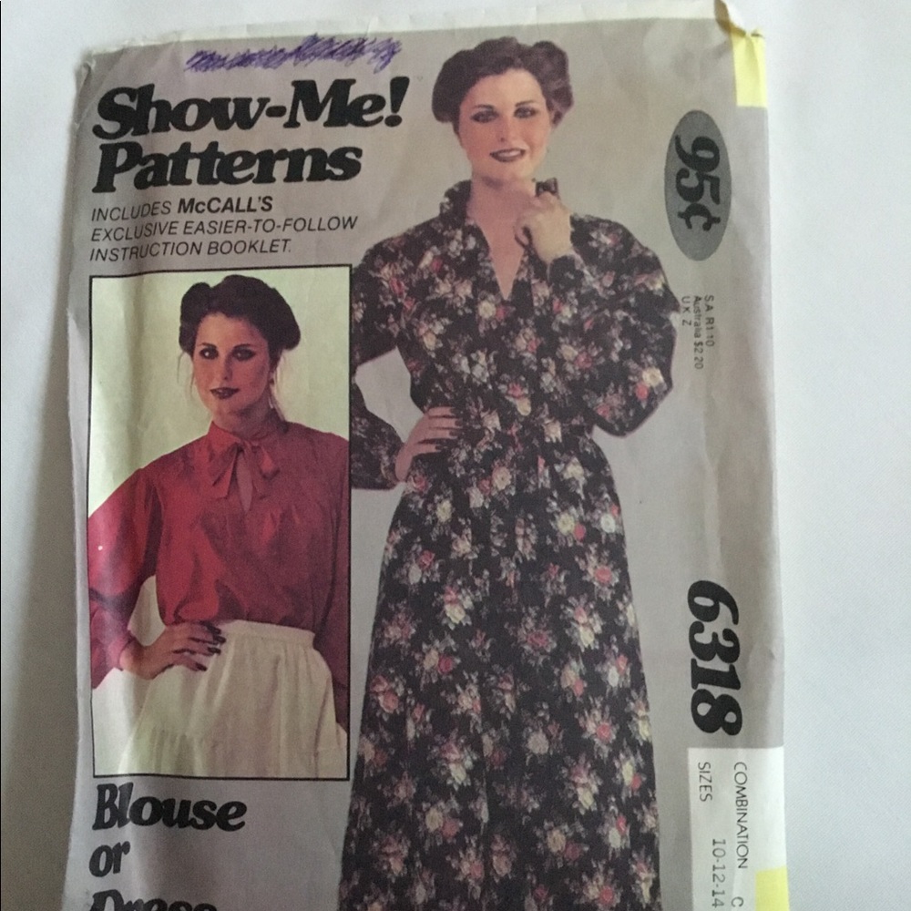 McCalls 6318 show-me pattern top or dress 3 size